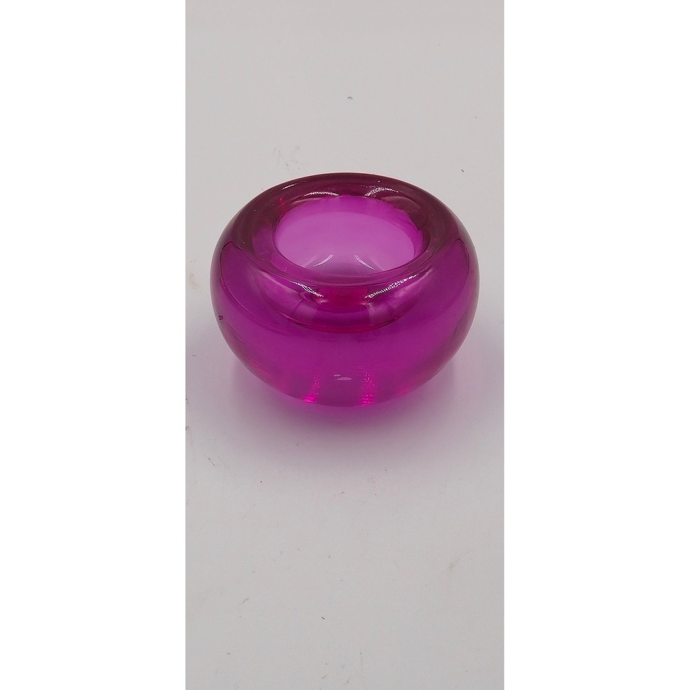Crate & Barrel Heavy Pink Art Glass Votive Tealight Candle Holder Chunky Vtg - Picture 3 of 8